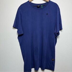 G Star Raw Men Shirt‎ XXL Blue Short Sleeve Pullover Crewneck Logo